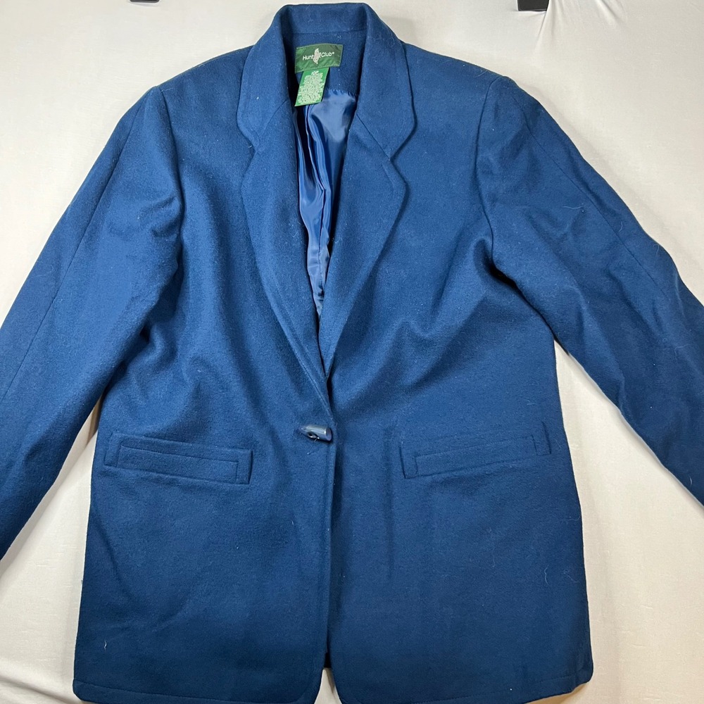 Vintage Hunt Club Blue Wool Womens Blazer | Size 10P | Academia Old Money Office